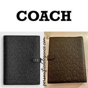 NEW Coach Limited Edition Embossed Matte Black Leather Notebook Journal RARE